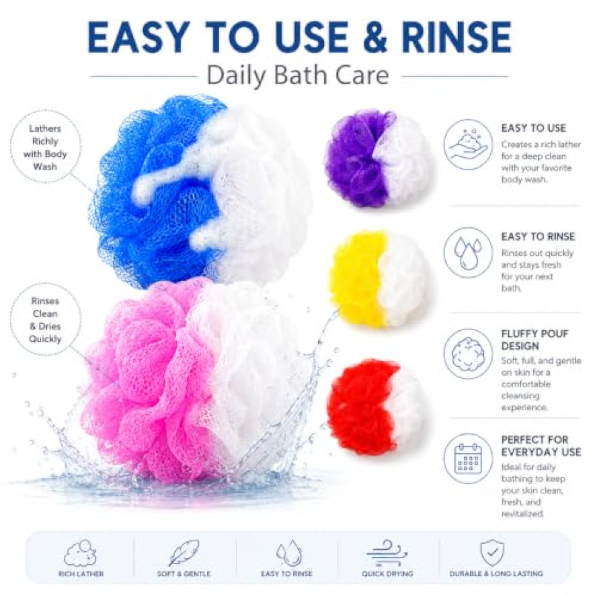 Large Nylon Extra Soft Body Wash Loofah Scrub, 1 Piece